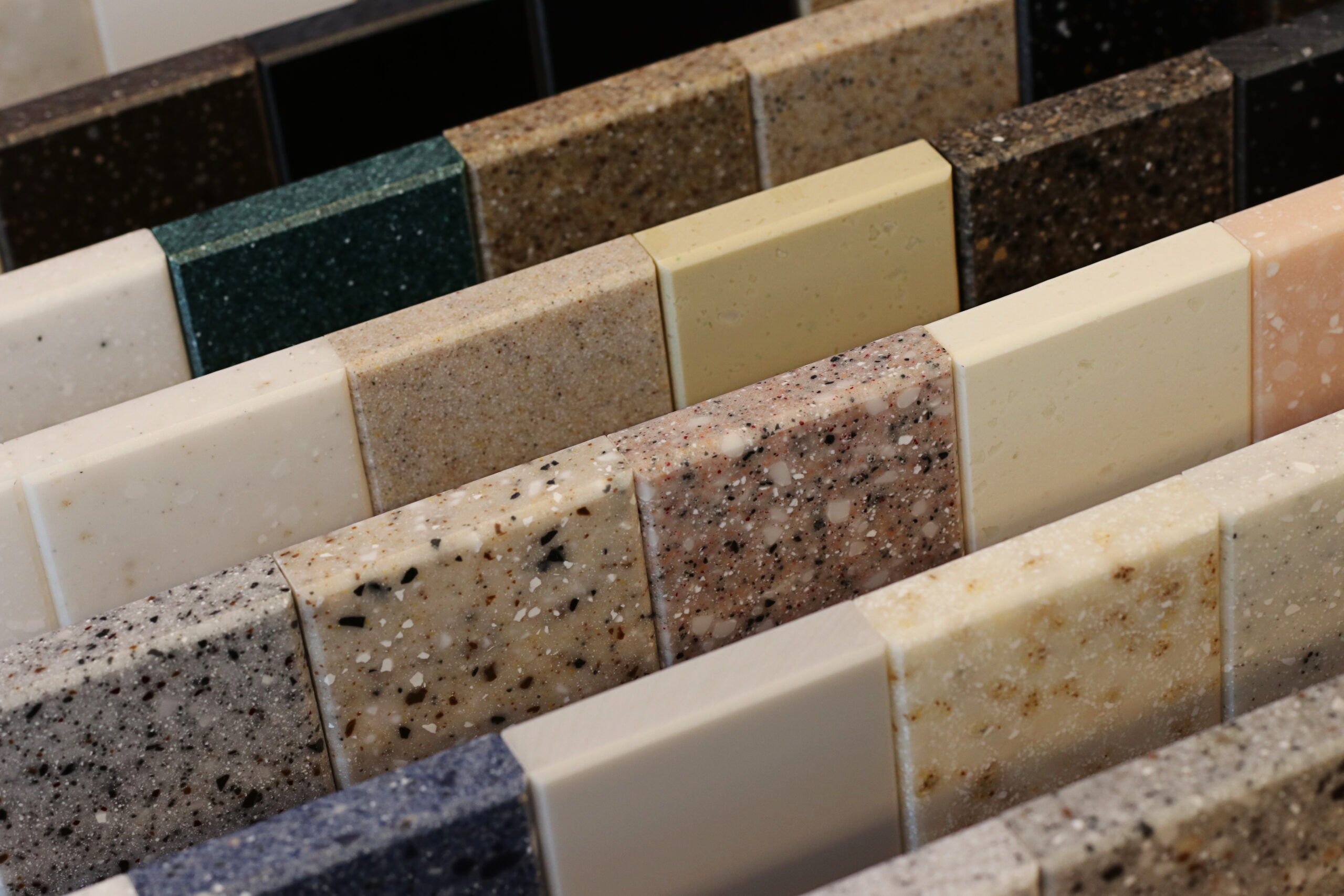 top-view-color-samples-stone-oak-wood-table